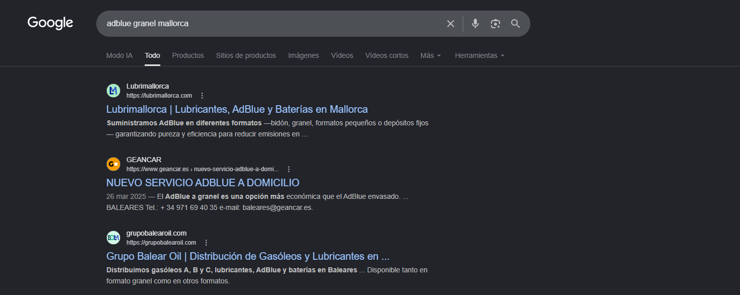 SERP — adblue granel mallorca